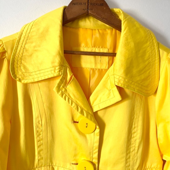 1980’s Vintage Bright Neon Yellow Jacket Size Small Cotton Polyester, Big Button - Picture 2 of 8